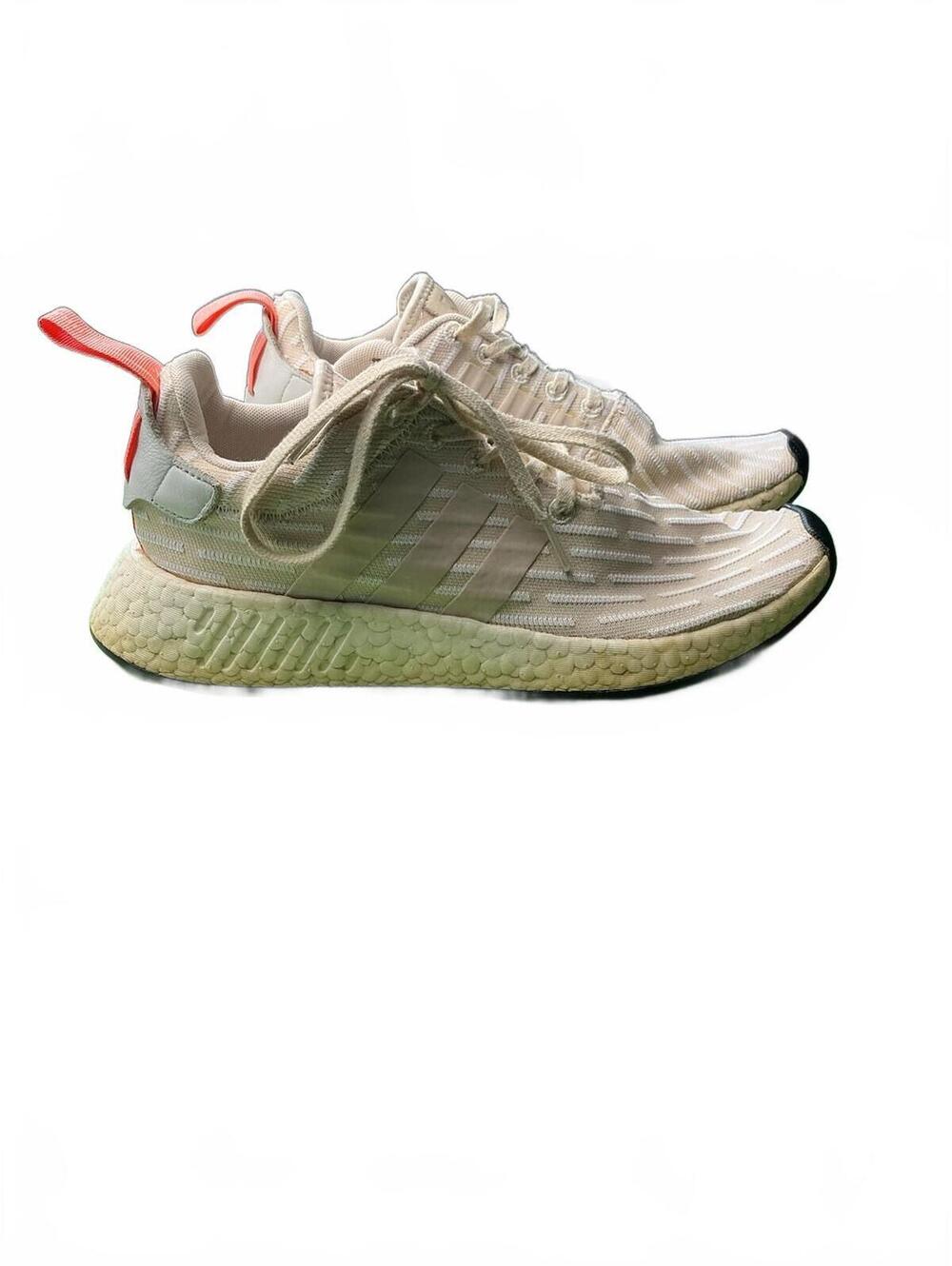 Adidas NMD R2 White and Coral Running Shoes